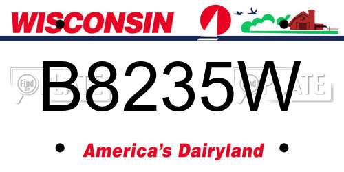 B8235W Wisconsin License Plate