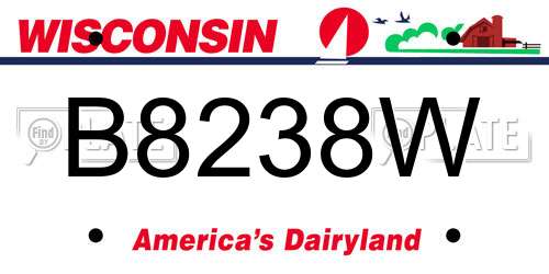 B8238W Wisconsin License Plate