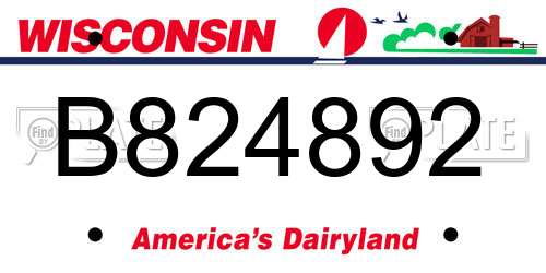 B824892 Wisconsin License Plate