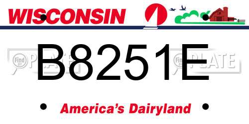 B8251E Wisconsin License Plate