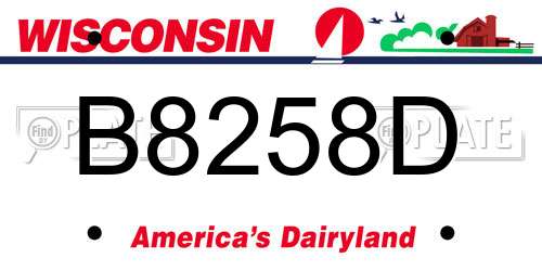 B8258D Wisconsin License Plate