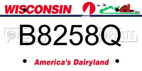 B8258Q Wisconsin License Plate