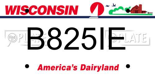 B825IE Wisconsin License Plate
