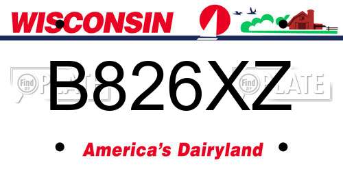 B826XZ Wisconsin License Plate