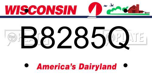 B8285Q Wisconsin License Plate