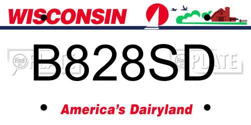 B828SD Wisconsin License Plate