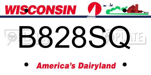 B828SQ Wisconsin License Plate
