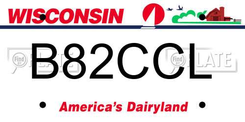 B82CCL Wisconsin License Plate