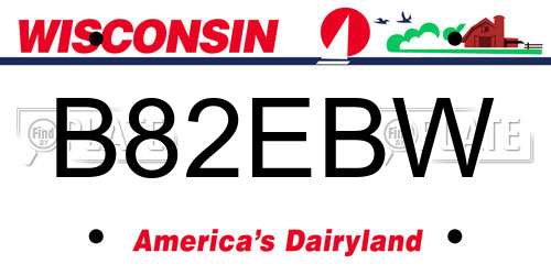 B82EBW Wisconsin License Plate