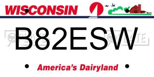 B82ESW Wisconsin License Plate