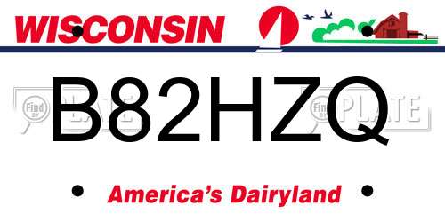 B82HZQ Wisconsin License Plate