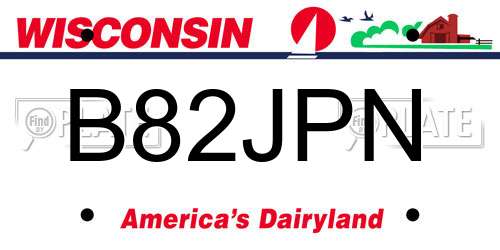 B82JPN Wisconsin License Plate
