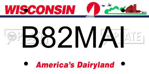 B82MAI Wisconsin License Plate