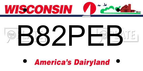 B82PEB Wisconsin License Plate