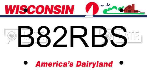 B82RBS Wisconsin License Plate