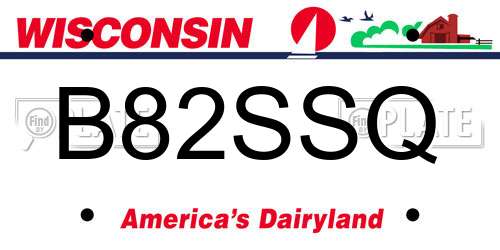 B82SSQ Wisconsin License Plate