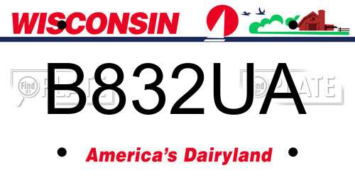 B832UA Wisconsin License Plate