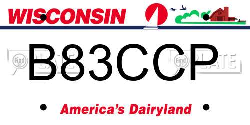 B83CCP Wisconsin License Plate