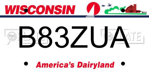 B83ZUA Wisconsin License Plate