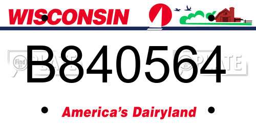 B840564 Wisconsin License Plate