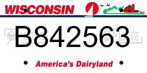 B842563 Wisconsin License Plate