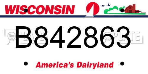 B842863 Wisconsin License Plate