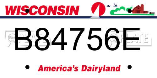 B84756E Wisconsin License Plate