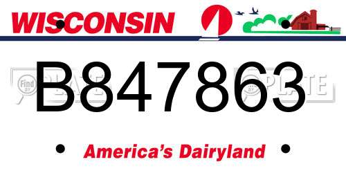 B847863 Wisconsin License Plate