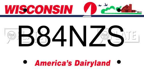 B84NZS Wisconsin License Plate