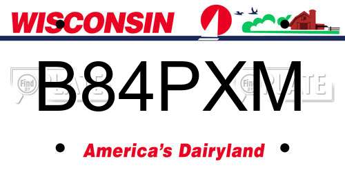 B84PXM Wisconsin License Plate