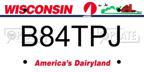B84TPJ Wisconsin License Plate