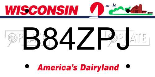 B84ZPJ Wisconsin License Plate