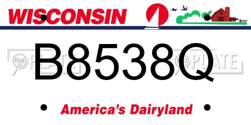 B8538Q Wisconsin License Plate