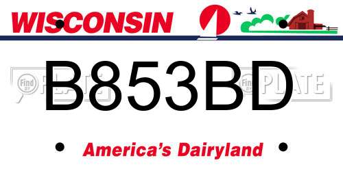 B853BD Wisconsin License Plate