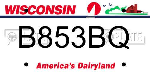 B853BQ Wisconsin License Plate