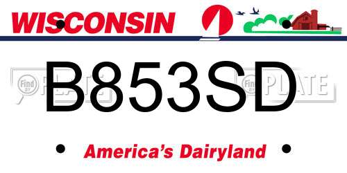 B853SD Wisconsin License Plate