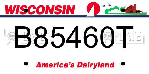 B85460T Wisconsin License Plate