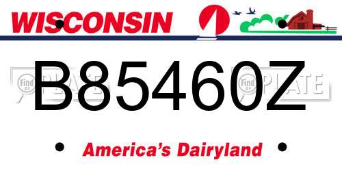B85460Z Wisconsin License Plate