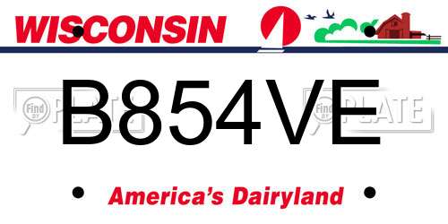 B854VE Wisconsin License Plate