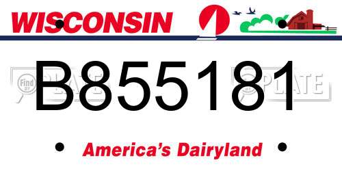 B855181 Wisconsin License Plate