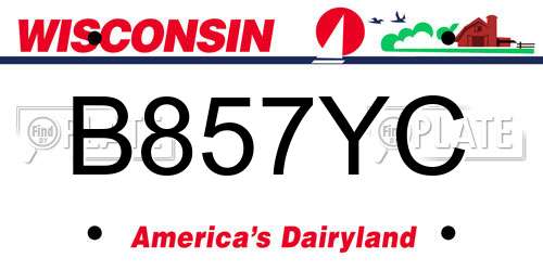 B857YC Wisconsin License Plate