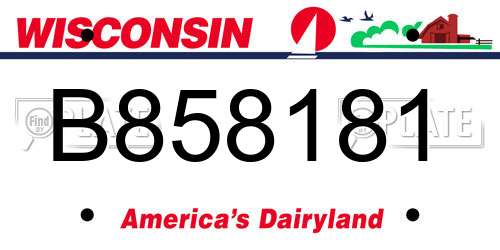 B858181 Wisconsin License Plate