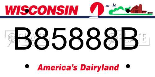 B85888B Wisconsin License Plate