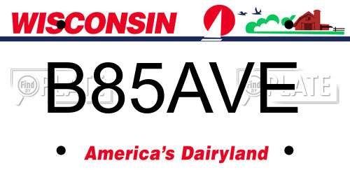B85AVE Wisconsin License Plate
