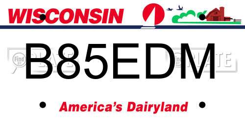 B85EDM Wisconsin License Plate