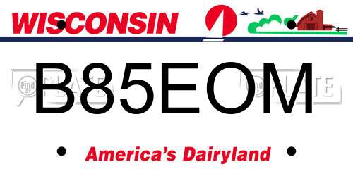 B85EOM Wisconsin License Plate