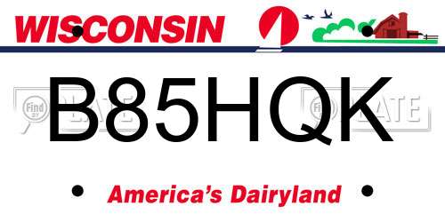 B85HQK Wisconsin License Plate