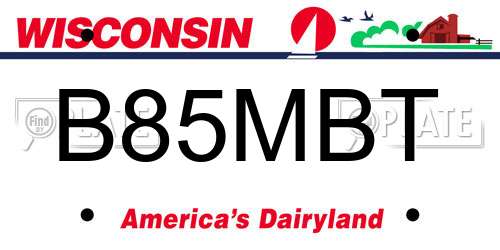 B85MBT Wisconsin License Plate