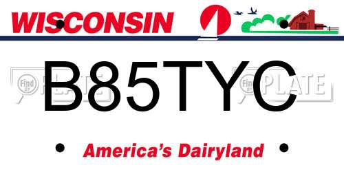 B85TYC Wisconsin License Plate