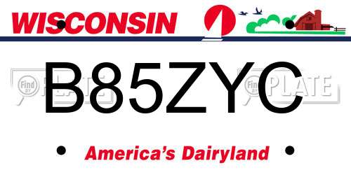 B85ZYC Wisconsin License Plate